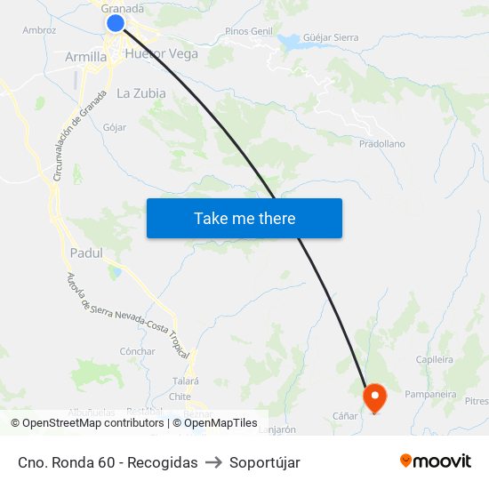 Cno. Ronda 60 - Recogidas to Soportújar map