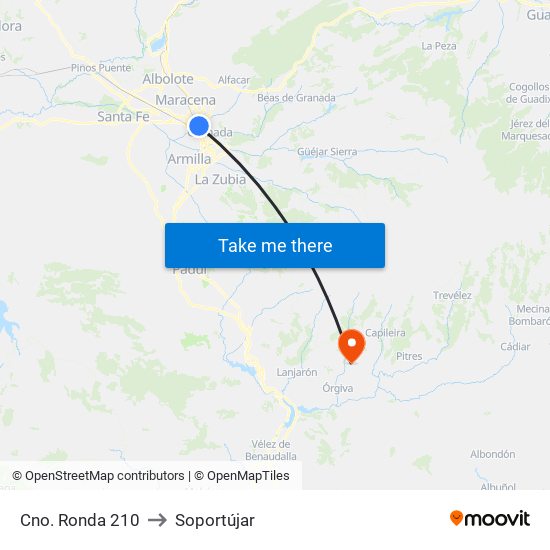 Cno. Ronda 210 to Soportújar map