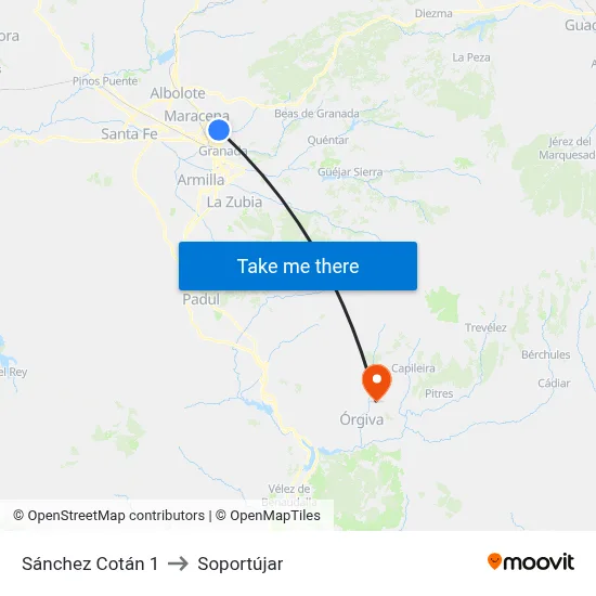 Sánchez Cotán 1 to Soportújar map