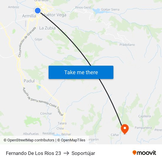 Fernando De Los Ríos 23 to Soportújar map