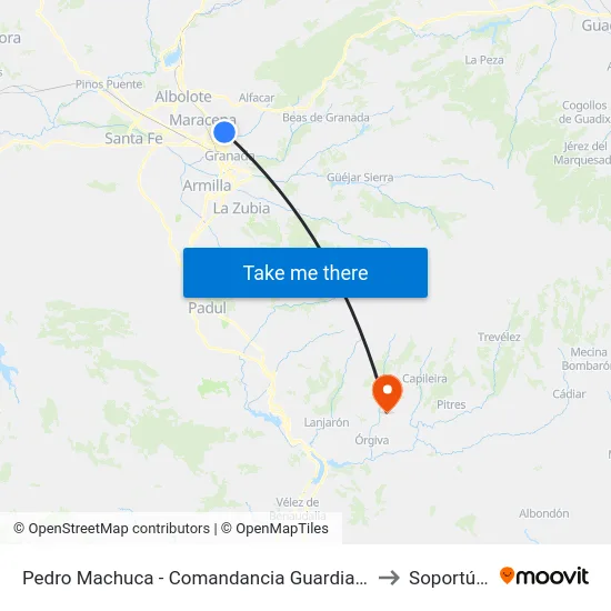 Pedro Machuca - Comandancia Guardia Civil to Soportújar map