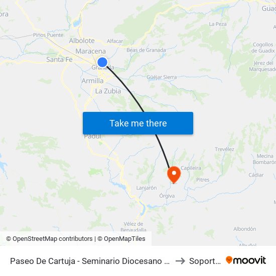 Paseo De Cartuja - Seminario Diocesano De Granada to Soportújar map