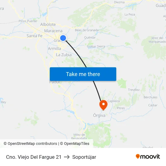 Cno. Viejo Del Fargue 21 to Soportújar map