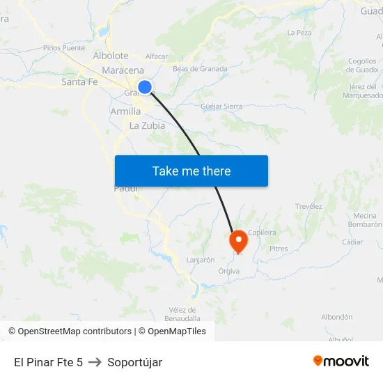 El Pinar Fte 5 to Soportújar map