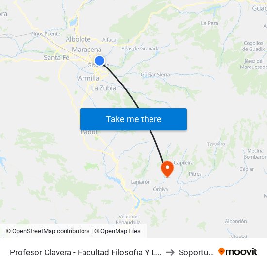 Profesor Clavera - Facultad Filosofía Y Letras to Soportújar map