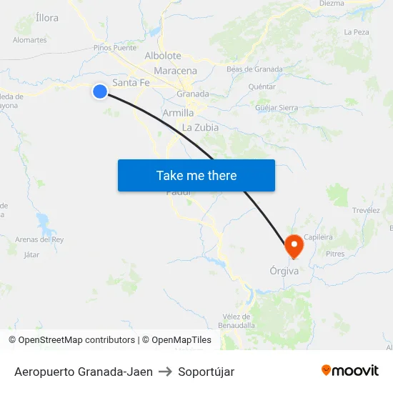 Aeropuerto Granada-Jaen to Soportújar map