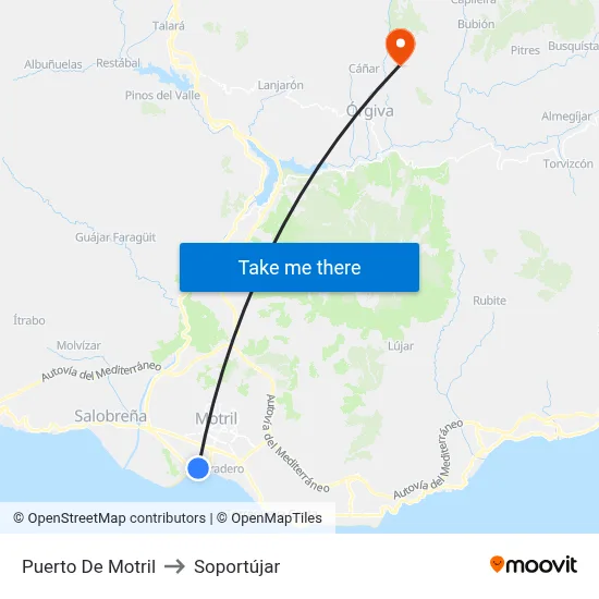 Puerto De Motril to Soportújar map