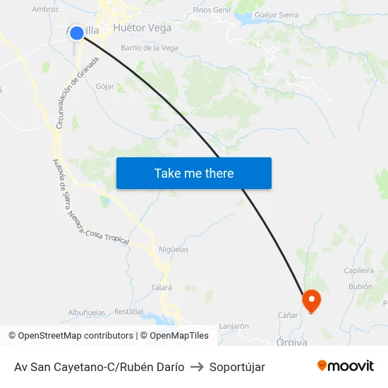 Av San Cayetano-C/Rubén Darío to Soportújar map