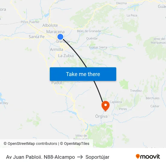 Av Juan Pabloii. N88-Alcampo to Soportújar map