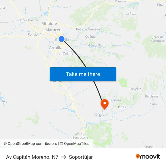 Av.Capitán Moreno. N7 to Soportújar map