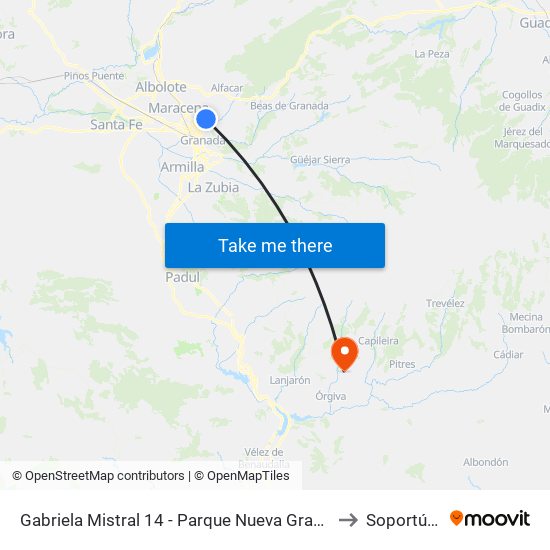 Gabriela Mistral 14 - Parque Nueva Granada to Soportújar map