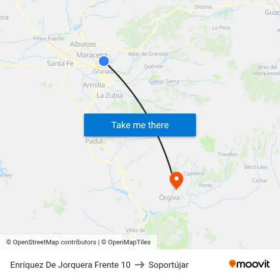 Enríquez De Jorquera Frente 10 to Soportújar map