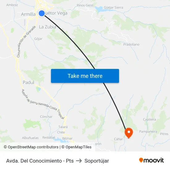 Avda. Del Conocimiento - Pts to Soportújar map