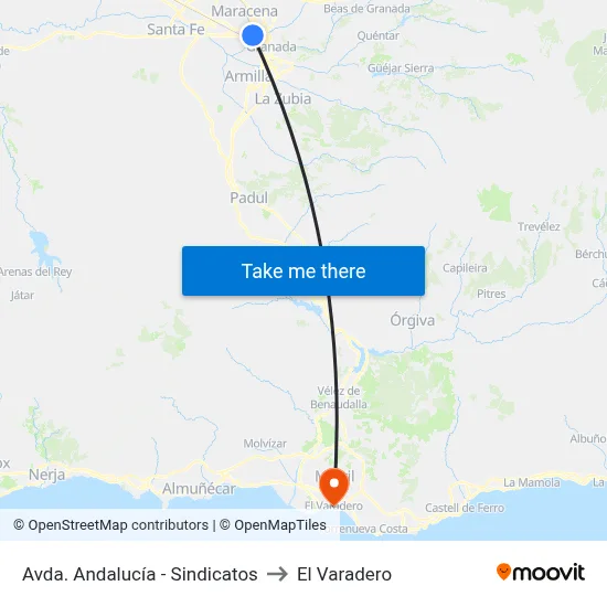 Avda. Andalucía - Sindicatos to El Varadero map