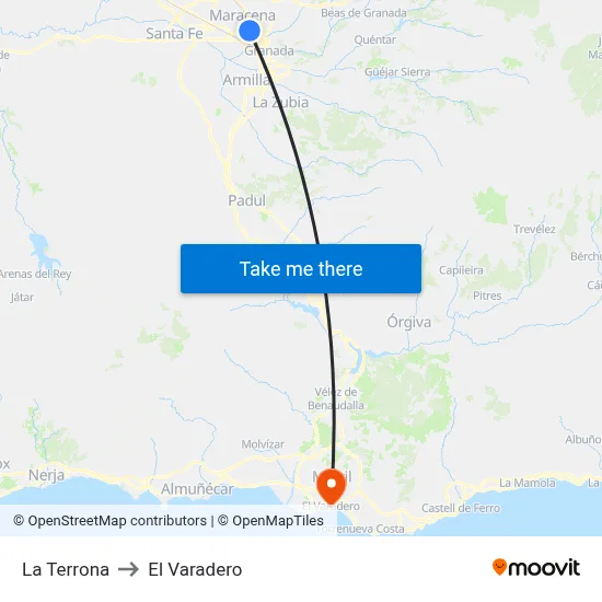 La Terrona to El Varadero map