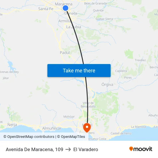 Avenida De Maracena, 109 to El Varadero map