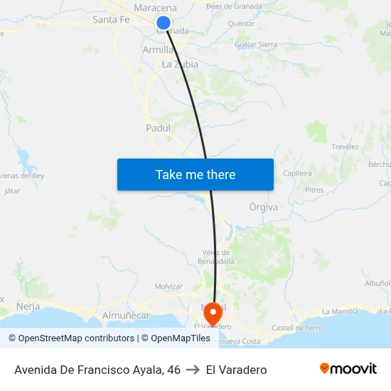 Avenida De Francisco Ayala, 46 to El Varadero map