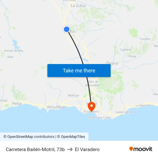 Carretera Bailén-Motril, 73b to El Varadero map