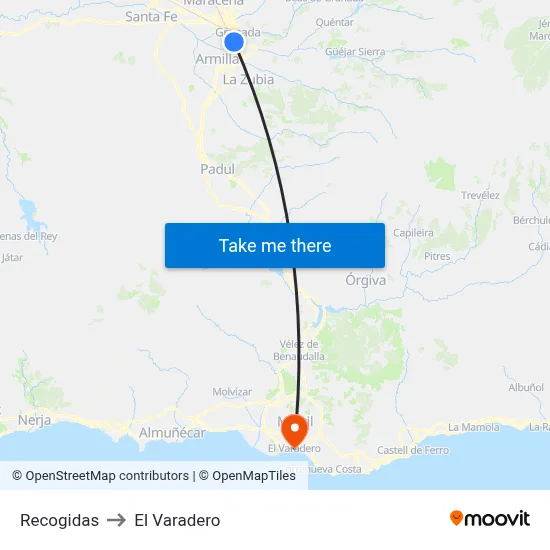 Recogidas to El Varadero map