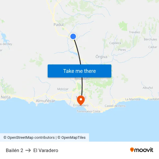 Bailén 2 to El Varadero map