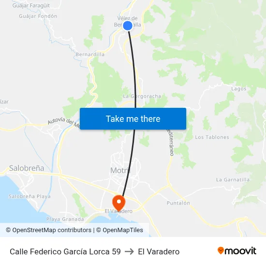 Calle Federico García Lorca 59 to El Varadero map