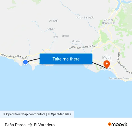 Peña Parda to El Varadero map