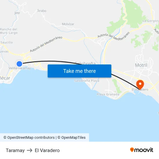 Taramay to El Varadero map
