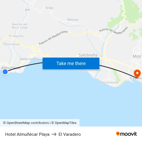 Hotel Almuñécar Playa to El Varadero map