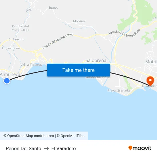Peñón Del Santo to El Varadero map