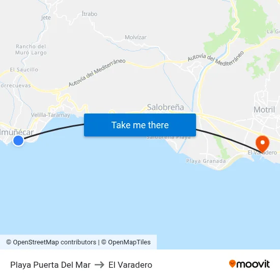 Playa Puerta Del Mar to El Varadero map
