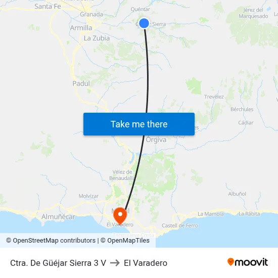 Ctra. De Güéjar Sierra 3 V to El Varadero map