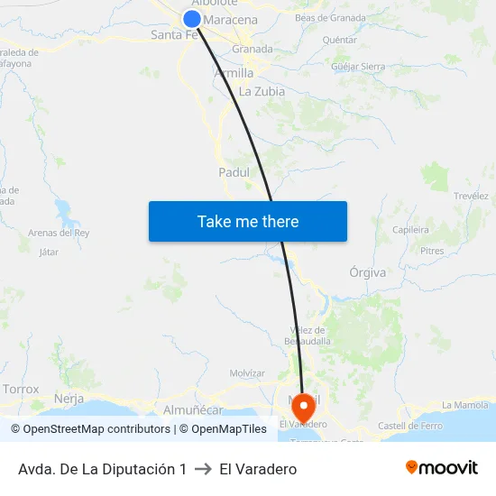Avda. De La Diputación 1 to El Varadero map