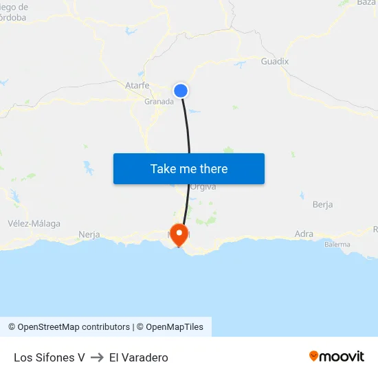 Los Sifones V to El Varadero map