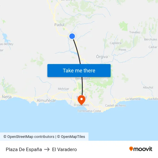 Plaza De España to El Varadero map