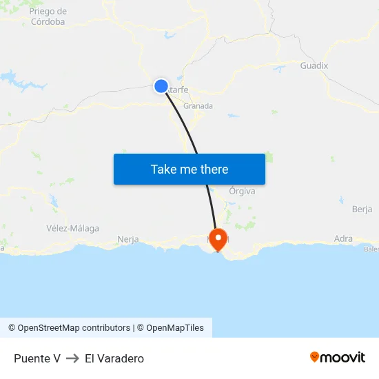 Puente V to El Varadero map