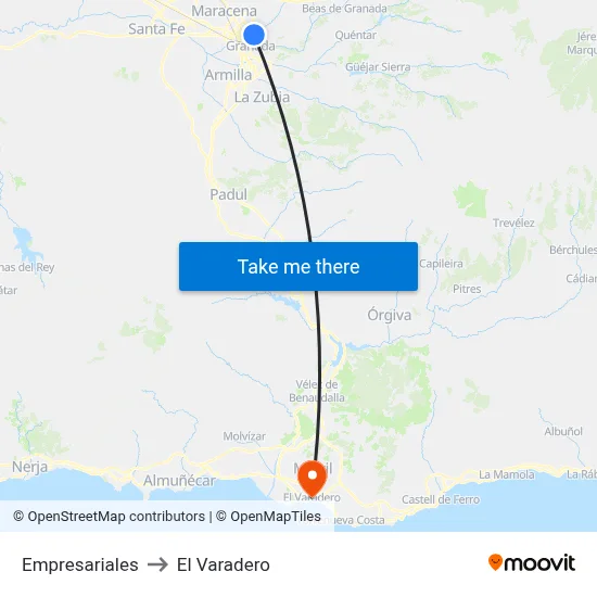 Empresariales to El Varadero map