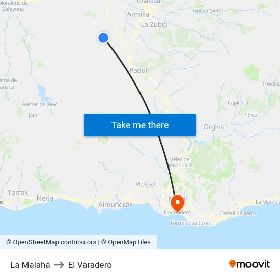 La Malahá to El Varadero map