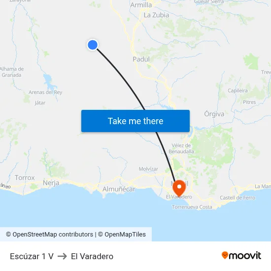 Escúzar 1 V to El Varadero map