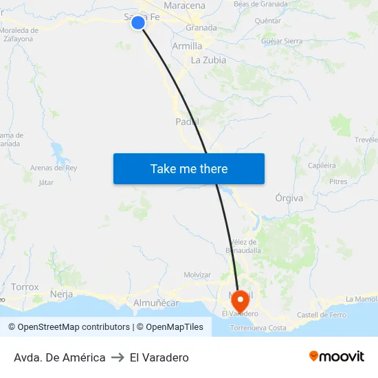 Avda. De América to El Varadero map