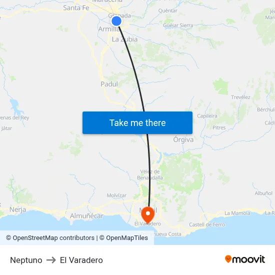 Neptuno to El Varadero map