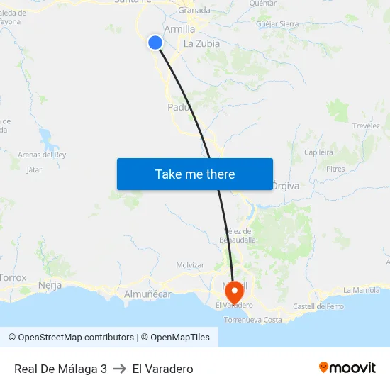 Real De Málaga 3 to El Varadero map