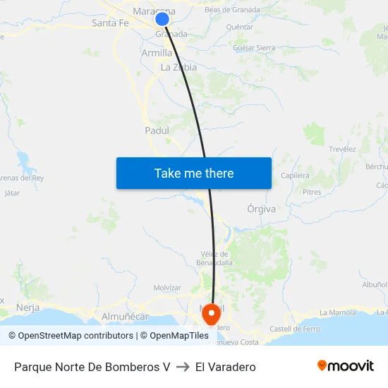 Parque Norte De Bomberos V to El Varadero map