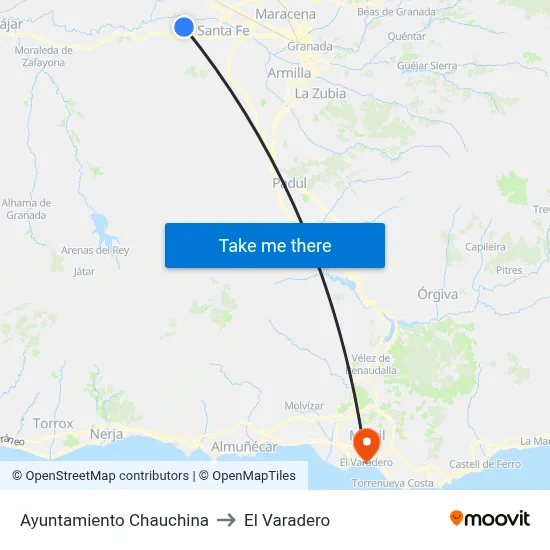 Ayuntamiento Chauchina to El Varadero map