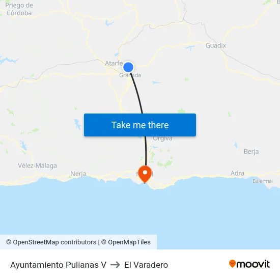 Ayuntamiento Pulianas V to El Varadero map