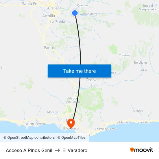 Acceso A Pinos Genil to El Varadero map