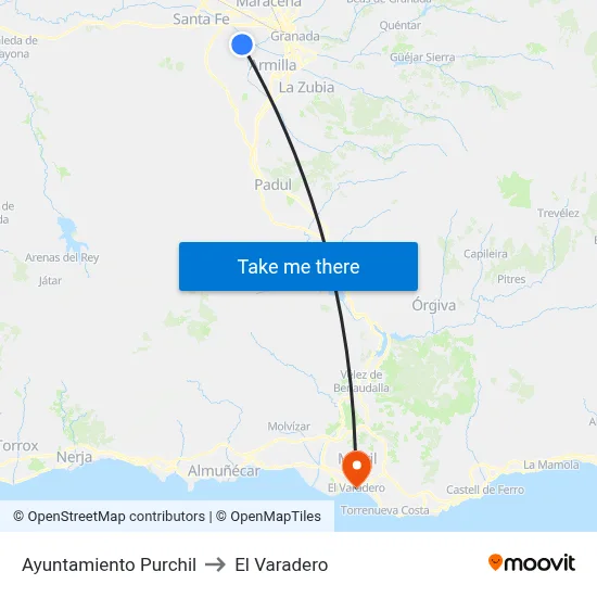 Ayuntamiento Purchil to El Varadero map