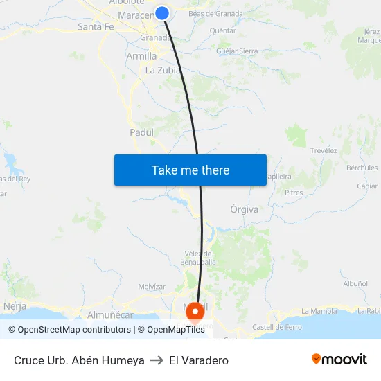 Cruce Urb. Abén Humeya to El Varadero map