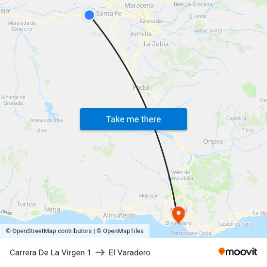 Carrera De La Virgen 1 to El Varadero map