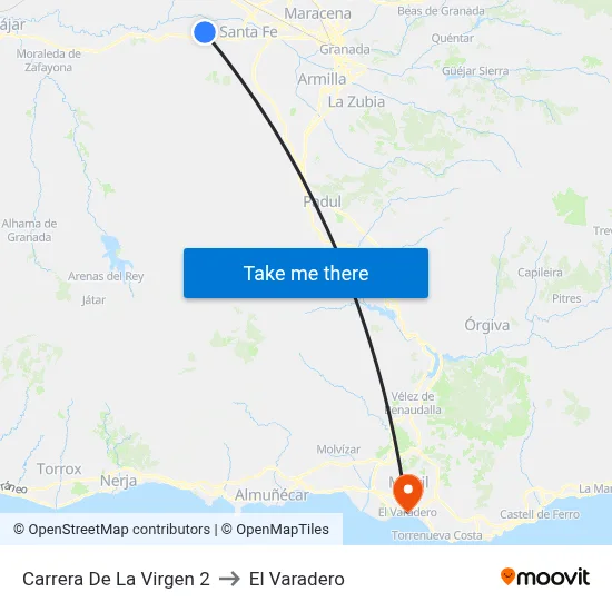 Carrera De La Virgen 2 to El Varadero map