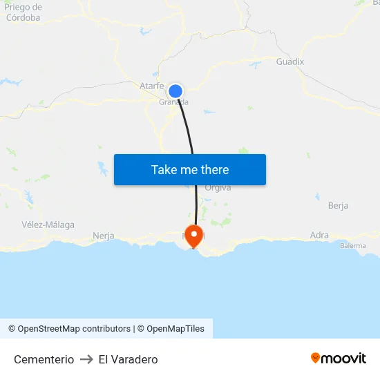 Cementerio to El Varadero map